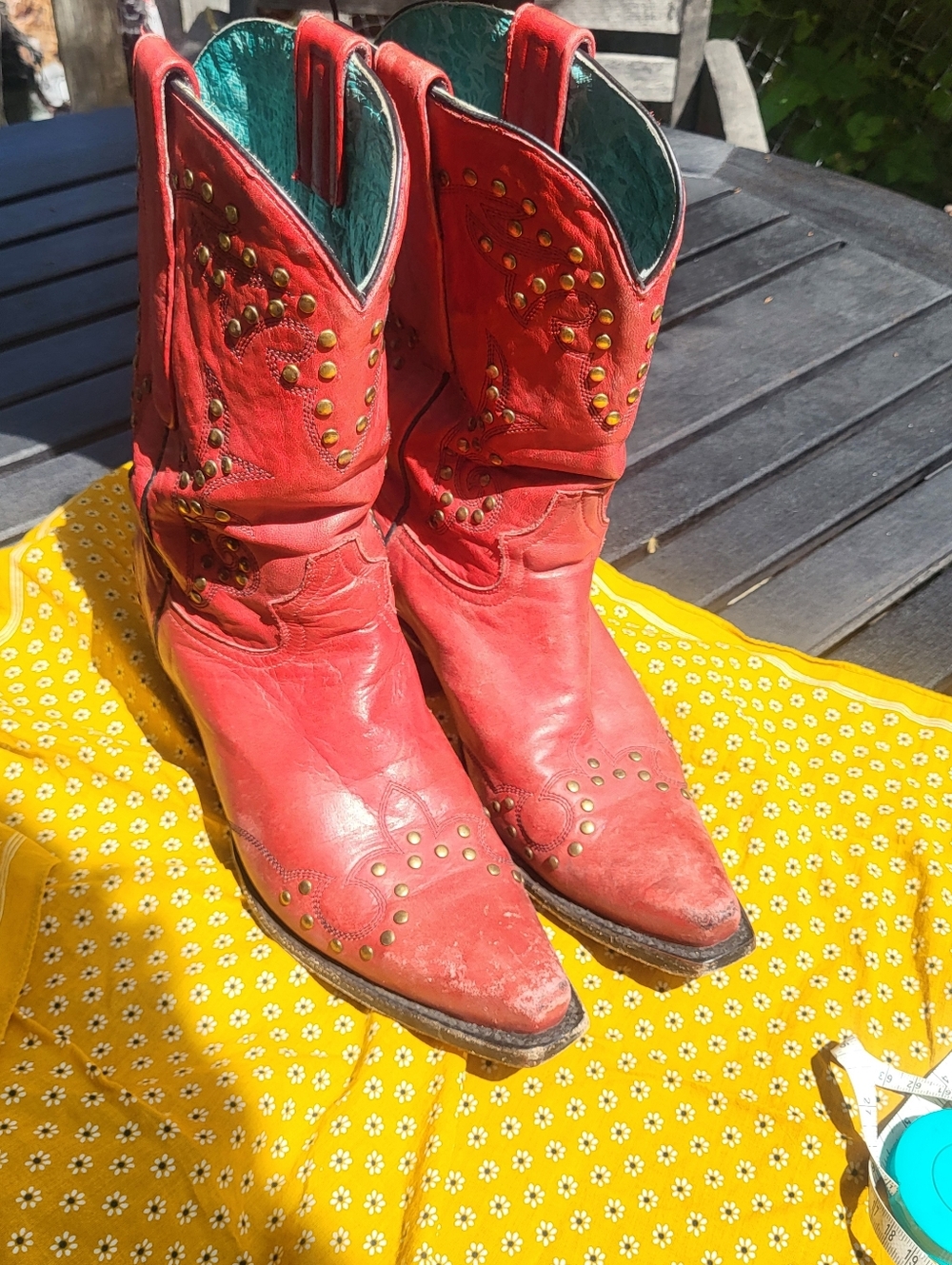 Corral Red Snip Toe Cowgirl Boots, Size 9